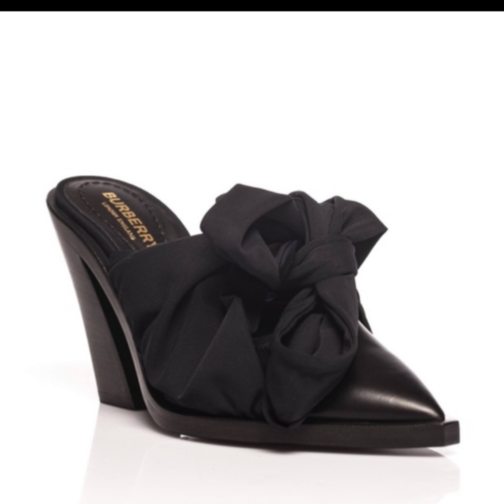 Burberry Tillington Black Leather Ankle Wrap mules - Picture 5 of 5